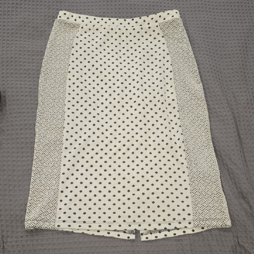 Gilli Black and White Polka Dot Panel Pencil Skirt with Patterned Sides